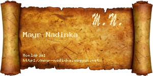 Mayr Nadinka névjegykártya